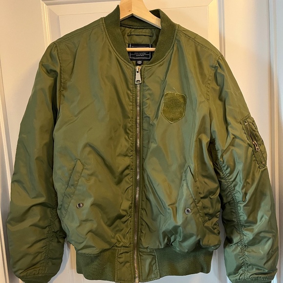 Vintage Green Aviation Puff Jacket MA1 Flight Bomber Jacket - Picture 1 of 4